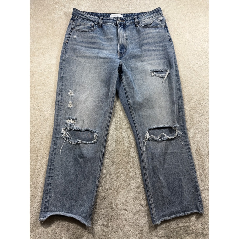 Vervet Womens VT1176 Distressed Raw Hem Blue Jeans 31 Meas: 34x25.5